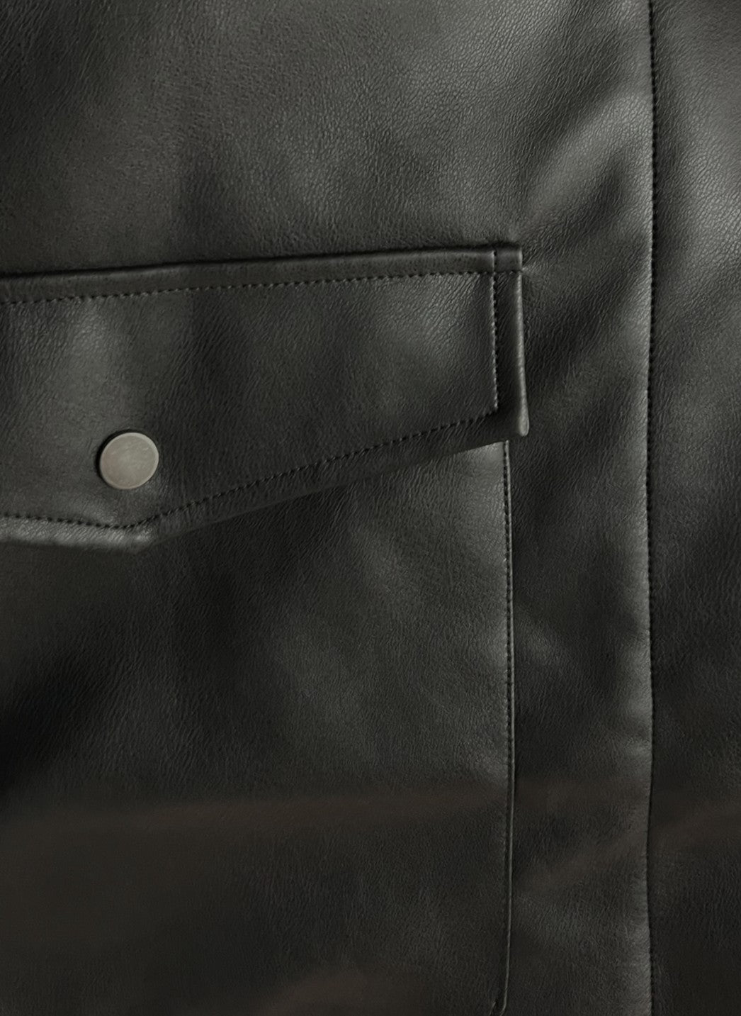 FAUX LEATHER MID-LENGTH UTILITY JACKET