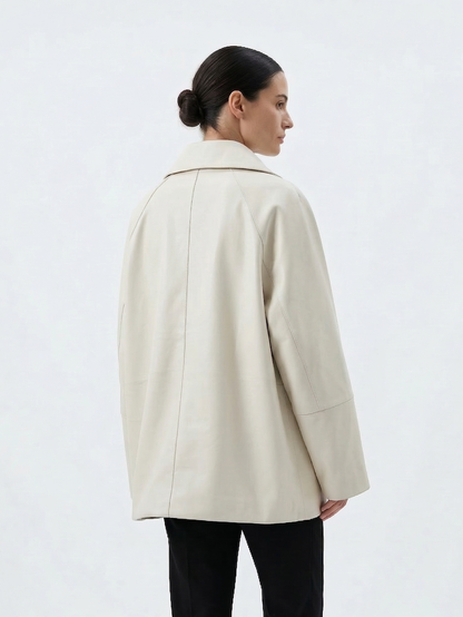 FAUX LEATHER MID-LENGTH UTILITY JACKET