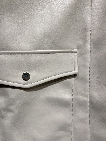FAUX LEATHER MID-LENGTH UTILITY JACKET