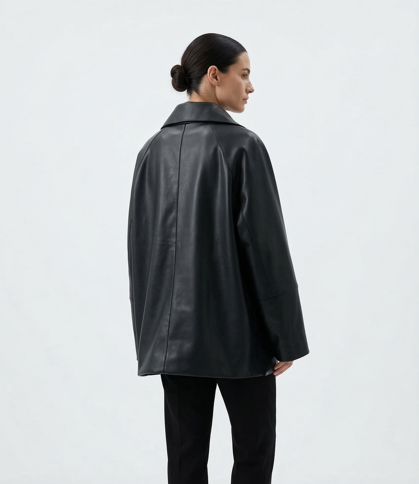 FAUX LEATHER MID-LENGTH UTILITY JACKET