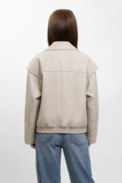 VESTE OVERSIZE EN SIMILICUIR GRAINÉ