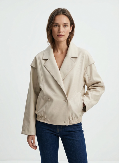 VESTE OVERSIZE EN SIMILICUIR GRAINÉ