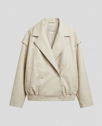 VESTE OVERSIZE EN SIMILICUIR GRAINÉ