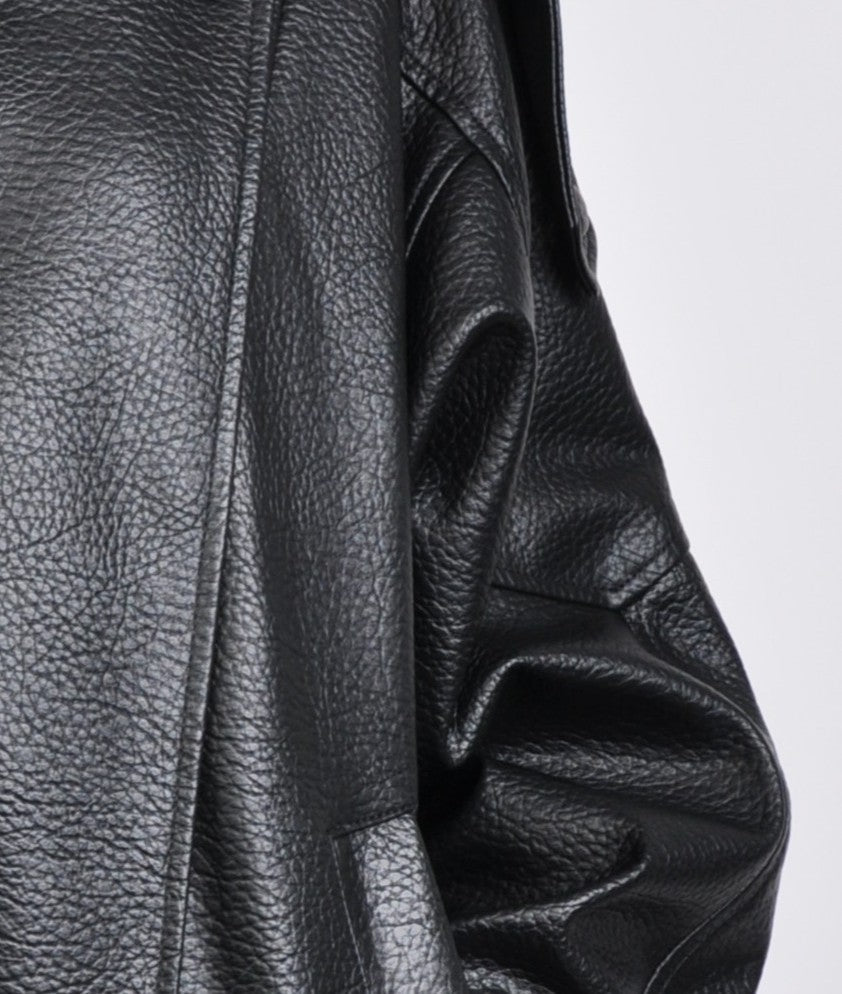 CAZADORA BIKER EFECTO PIEL GRANEADA DE DOBLE CUELLO