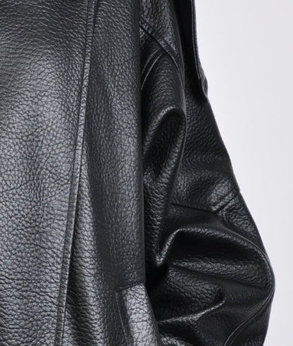 CAZADORA BIKER EFECTO PIEL GRANEADA DE DOBLE CUELLO