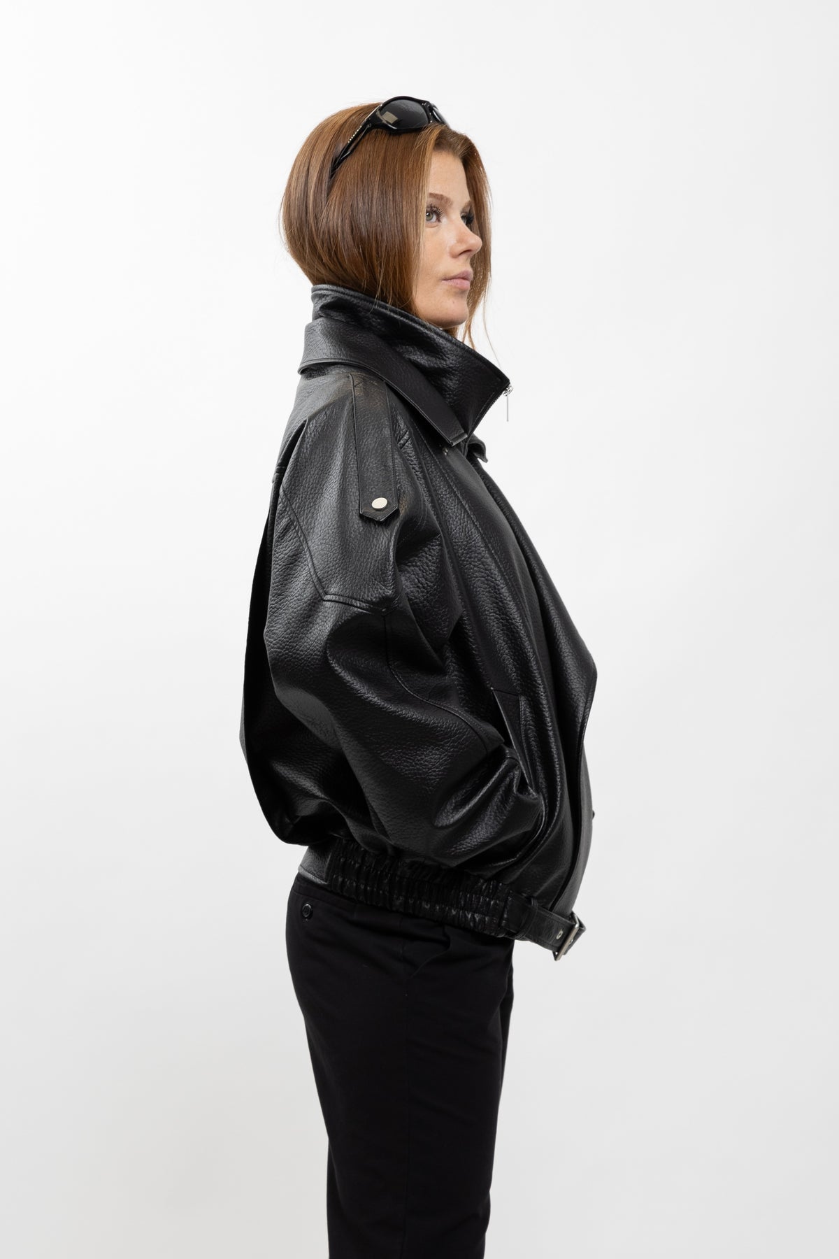 VESTE BIKER SIMILICUIR GRAINÉ À DOUBLE COL