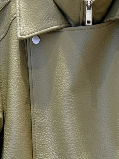 CAZADORA BIKER EFECTO PIEL GRANEADA DE DOBLE CUELLO