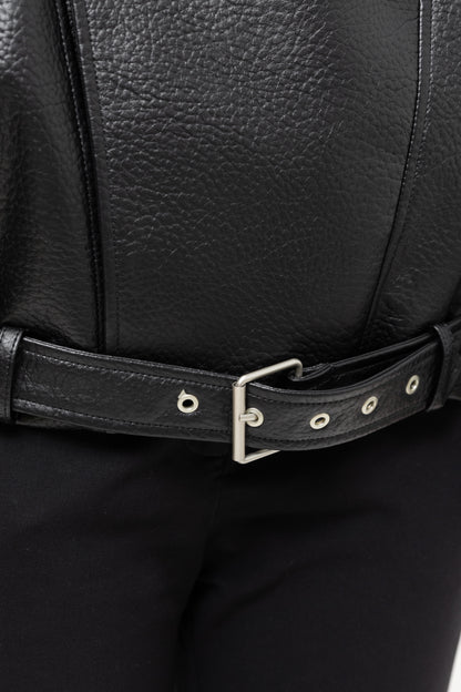 VESTE BIKER SIMILICUIR GRAINÉ À DOUBLE COL