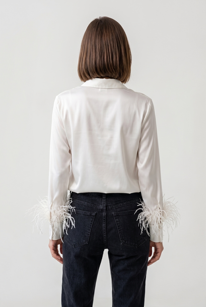 CHEMISE SATINÉE À PLUMES