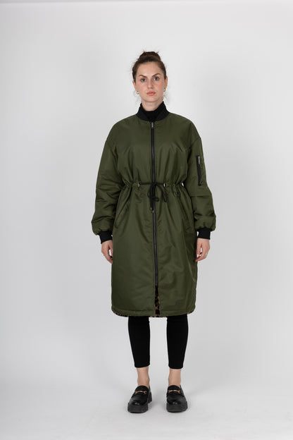 PARKA BOMBER LONG RÉVERSIBLE INTÉRIEUR LÉOPARD