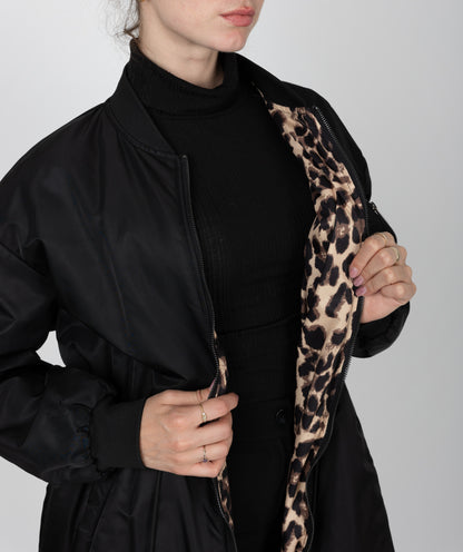 PARKA BOMBER LONG RÉVERSIBLE INTÉRIEUR LÉOPARD