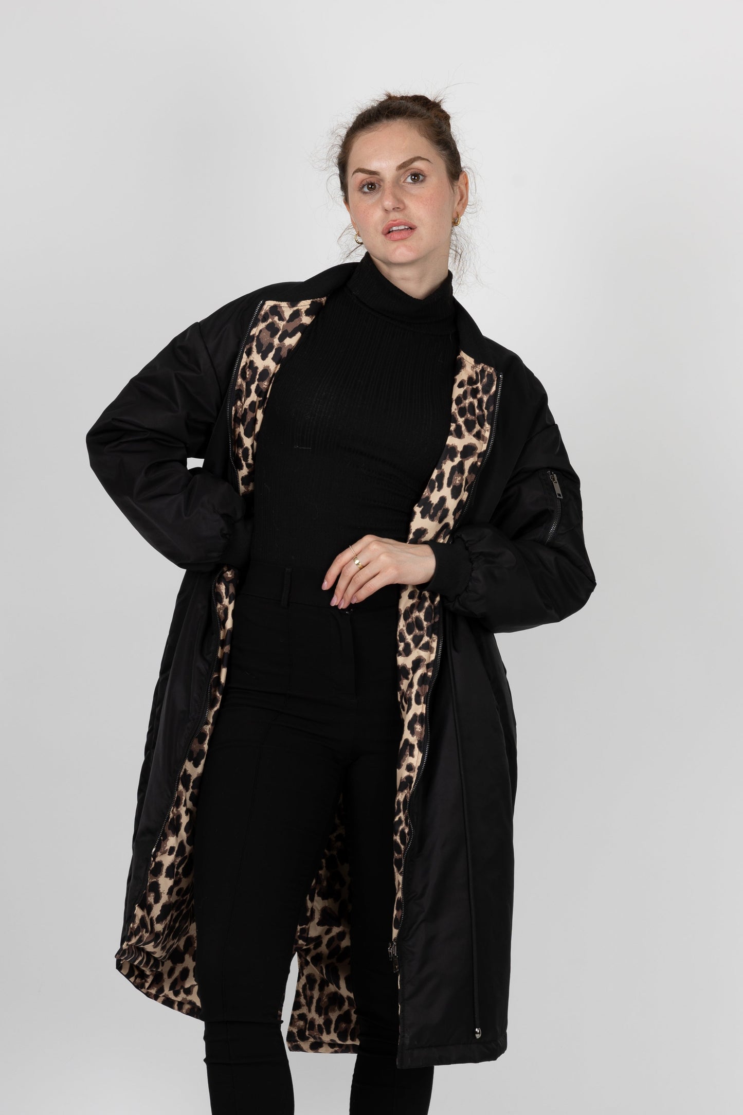 PARKA BOMBER LONG RÉVERSIBLE INTÉRIEUR LÉOPARD