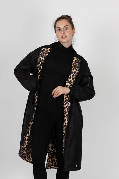 PARKA BOMBER LONG RÉVERSIBLE INTÉRIEUR LÉOPARD