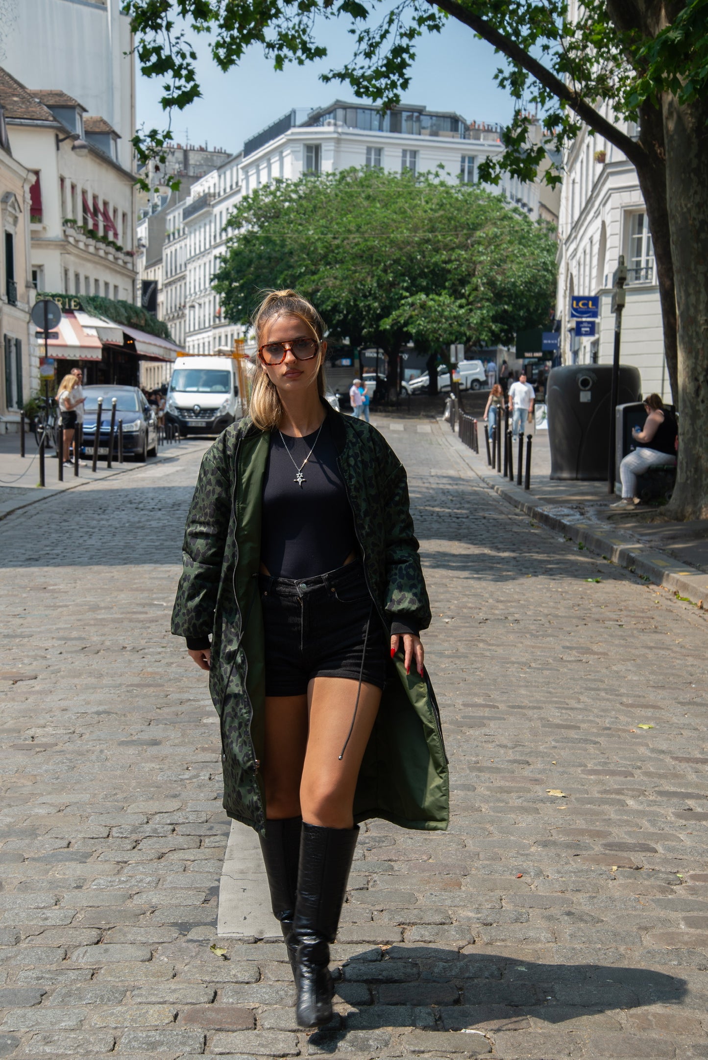 PARKA BOMBER LONG RÉVERSIBLE EN INTÉRIEUR LÉOPARD