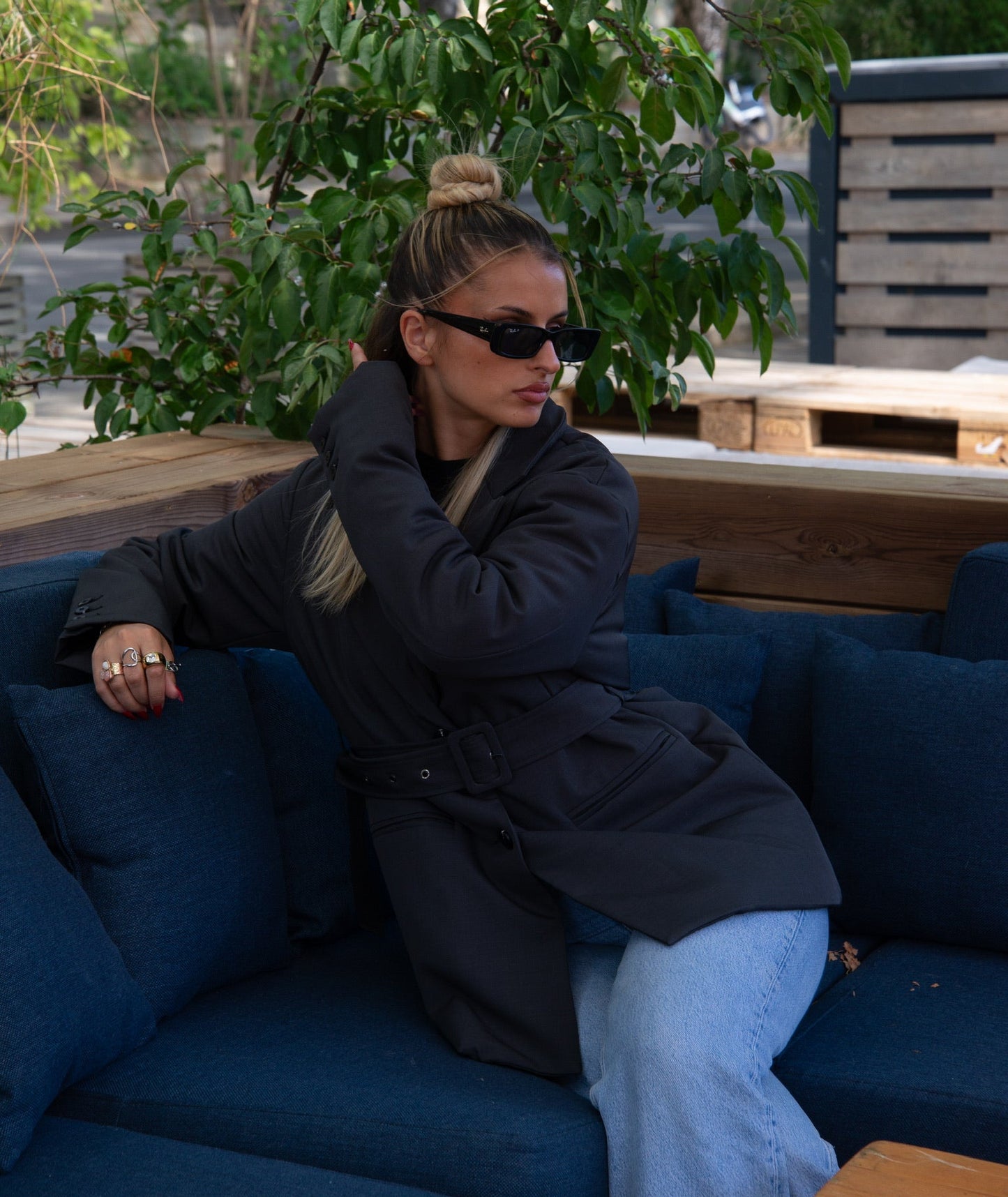 BLAZER MI-LONG Á CEINTURE