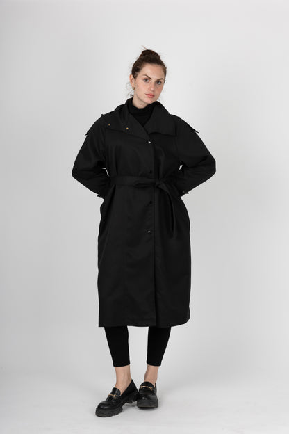 TRENCH LONG Á CEINTURE ET BOUTONS PRESSION