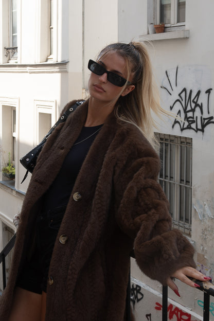 CARDIGAN LONG EN FAUSSE FOURRURE