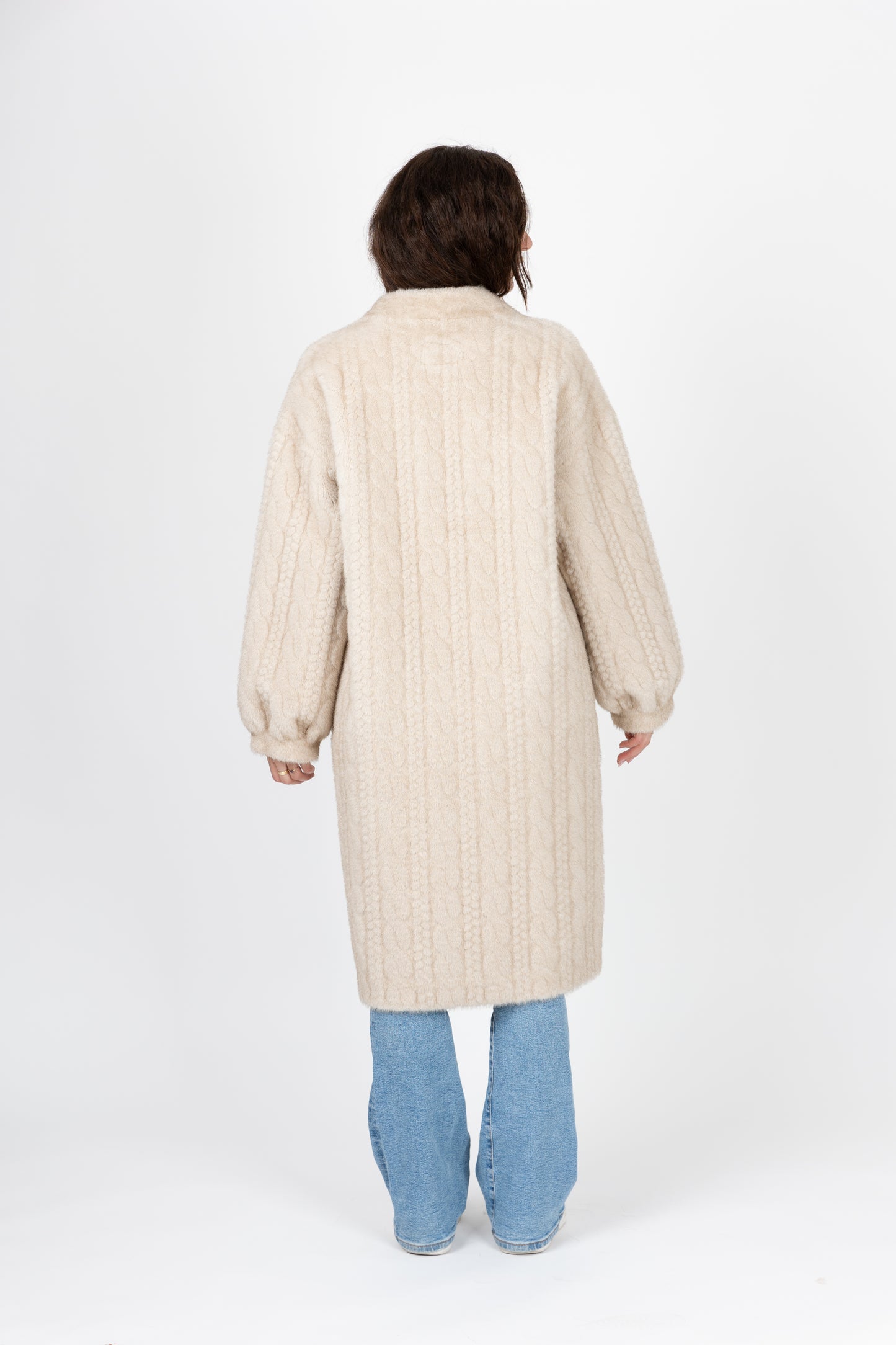 CARDIGAN LONG EN FAUSSE FOURRURE