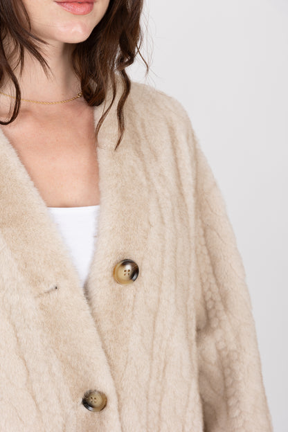 CARDIGAN LONG EN FAUSSE FOURRURE