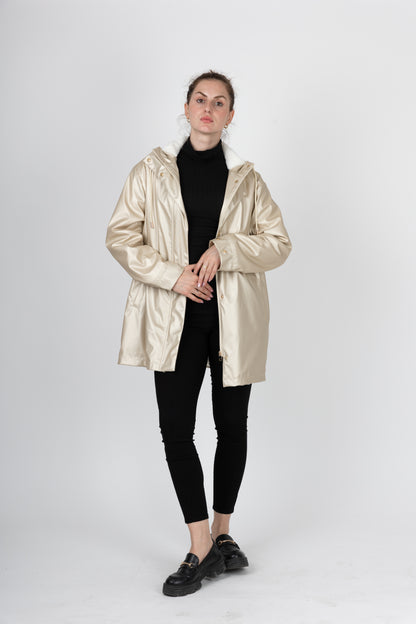 PARKA IMPERMÉABLE A CAPUCHE INTÉRIEUR FAUSSE FOURRURE