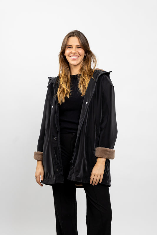 PARKA IMPERMÉABLE A CAPUCHE INTÉRIEUR FAUSSE FOURRURE