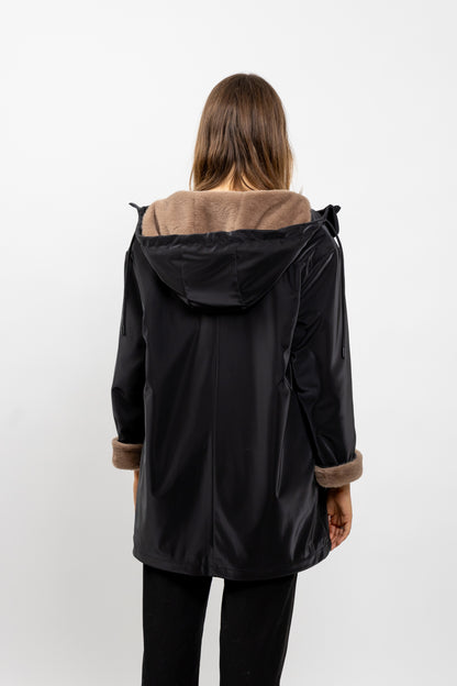 PARKA IMPERMÉABLE A CAPUCHE INTÉRIEUR FAUSSE FOURRURE
