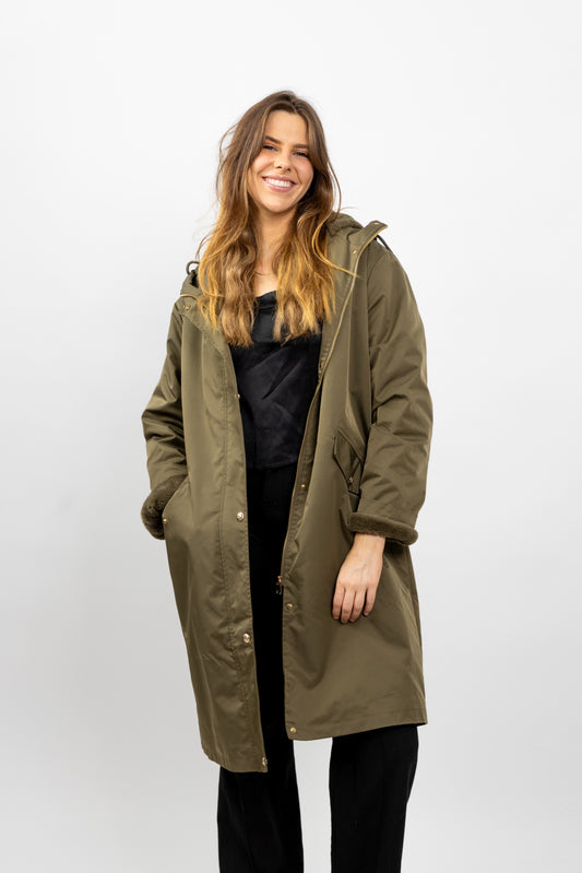 PARKA A CAPUCHE INTÉRIEUR FAUSSE FOURRURE Femme - K-ZELL PARIS
