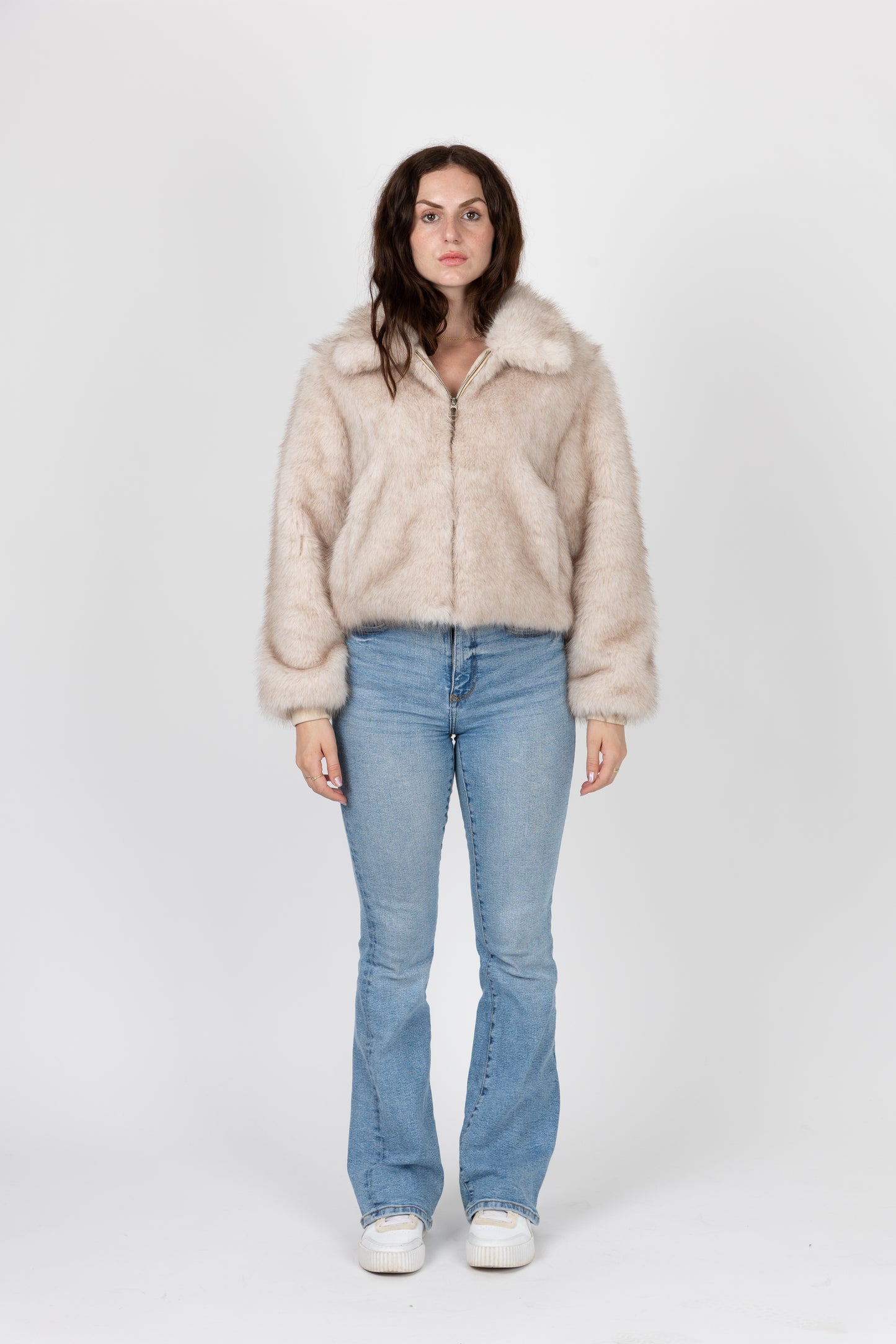 VESTE A ZIP EN FAUSSE FOURRURE