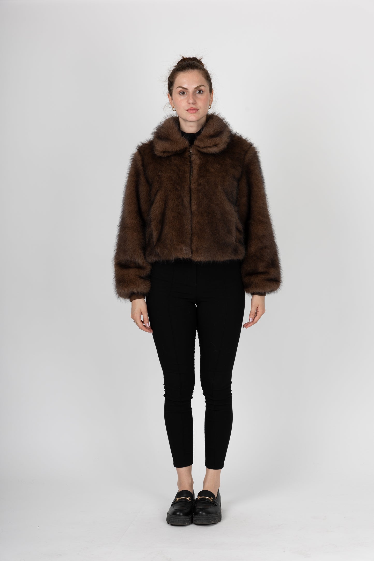 VESTE A ZIP EN FAUSSE FOURRURE