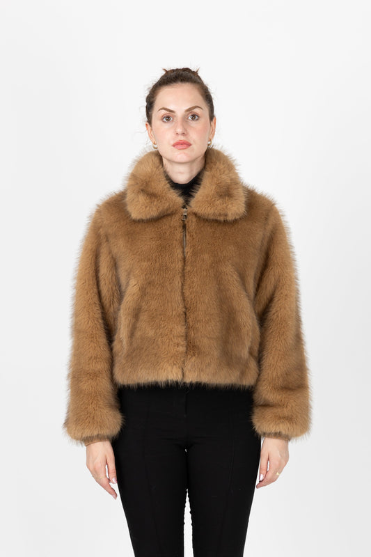 VESTE A ZIP EN FAUSSE FOURRURE