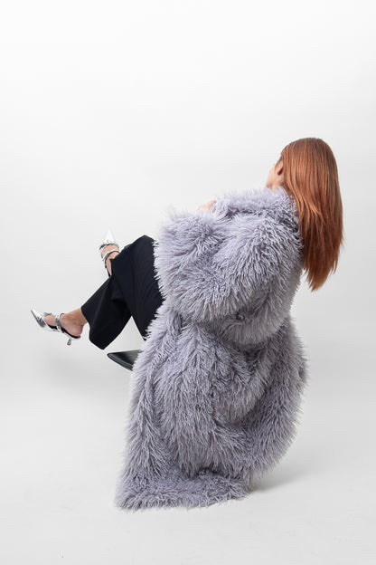 MANTEAU LONG EN FAUSSE FOURRURE
