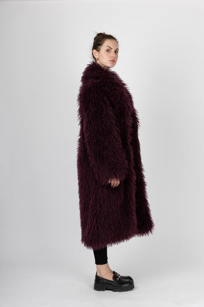 MANTEAU LONG EN FAUSSE FOURRURE