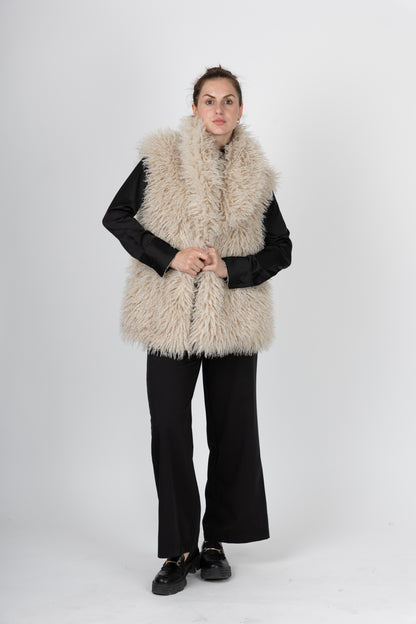 GILET SANS MANCHES EN FAUSSE FOURRURE MOUTON