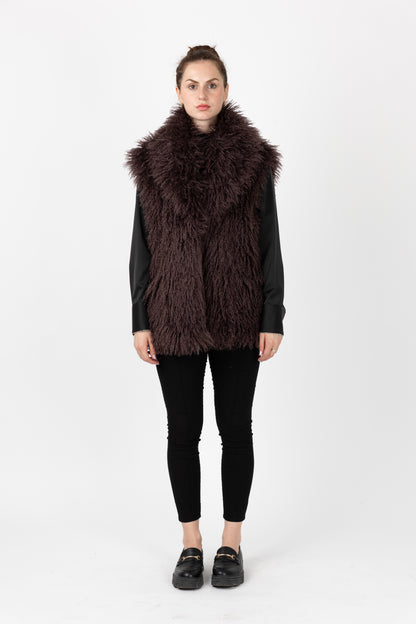 GILET SANS MANCHES EN FAUSSE FOURRURE MOUTON