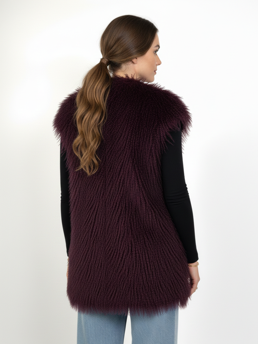 GILET SANS MANCHES EN FAUSSE FOURRURE MOUTON - K-ZELL PARIS