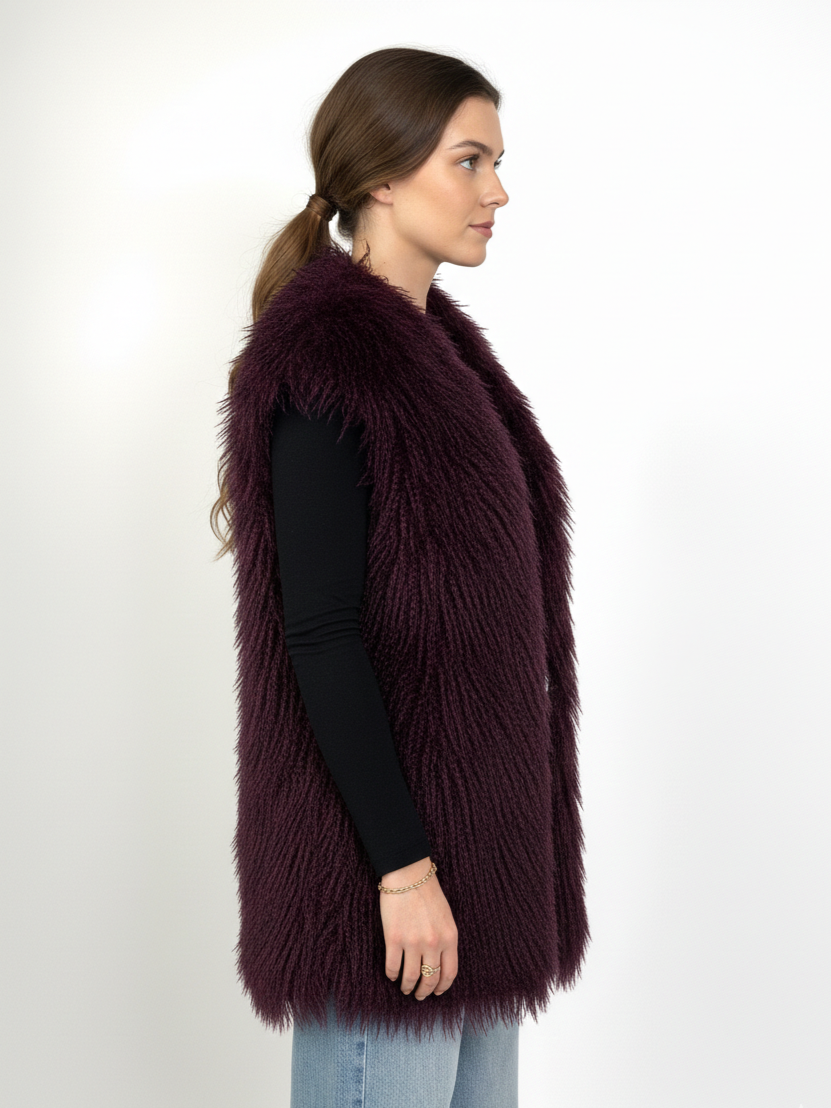 GILET SANS MANCHES EN FAUSSE FOURRURE MOUTON - K-ZELL PARIS