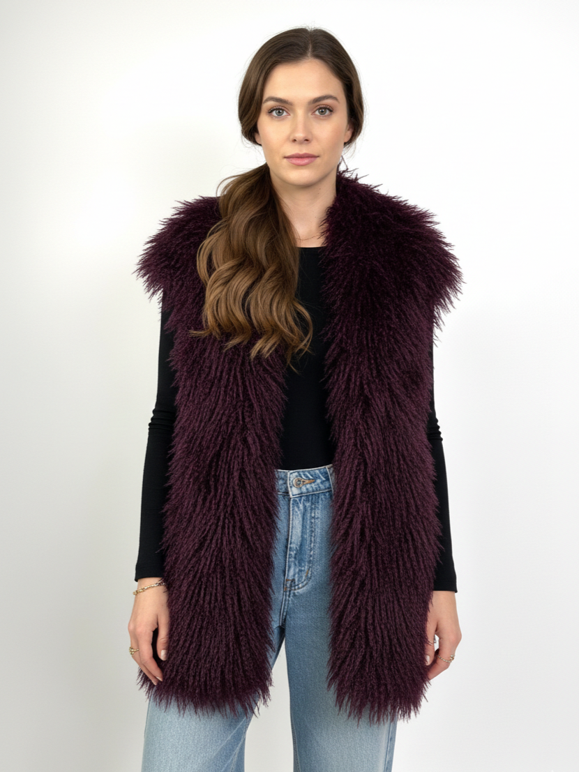 GILET SANS MANCHES EN FAUSSE FOURRURE MOUTON - K-ZELL PARIS