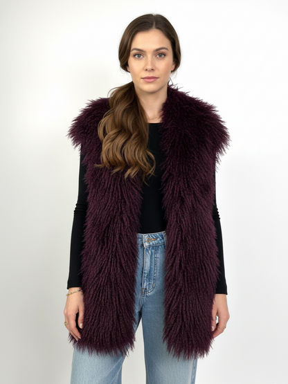 GILET SANS MANCHES EN FAUSSE FOURRURE MOUTON - K-ZELL PARIS