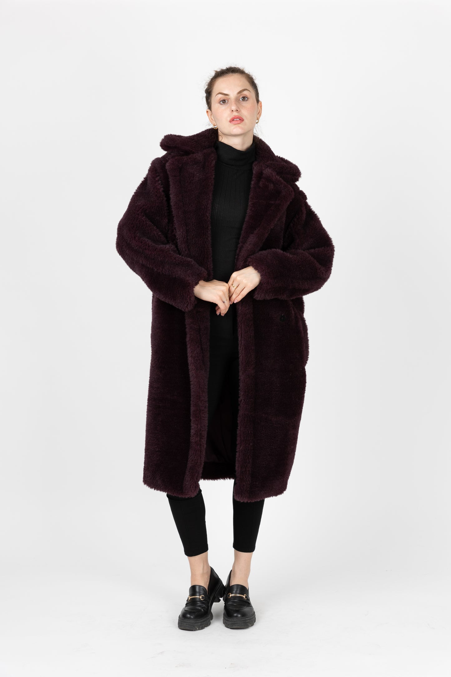 MANTEAU LONG OVERSIZE EN FAUSSE FOURRURE MOUTON
