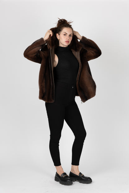 BLOUSON EN FAUSSE FOURRURE À RAYURES