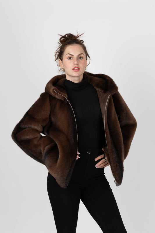 BLOUSON EN FAUSSE FOURRURE À RAYURES
