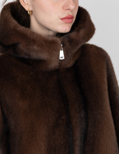 BLOUSON EN FAUSSE FOURRURE À RAYURES