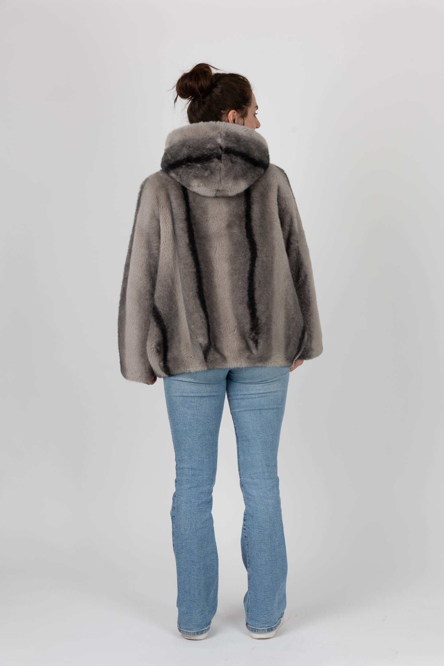 BLOUSON EN FAUSSE FOURRURE À RAYURES