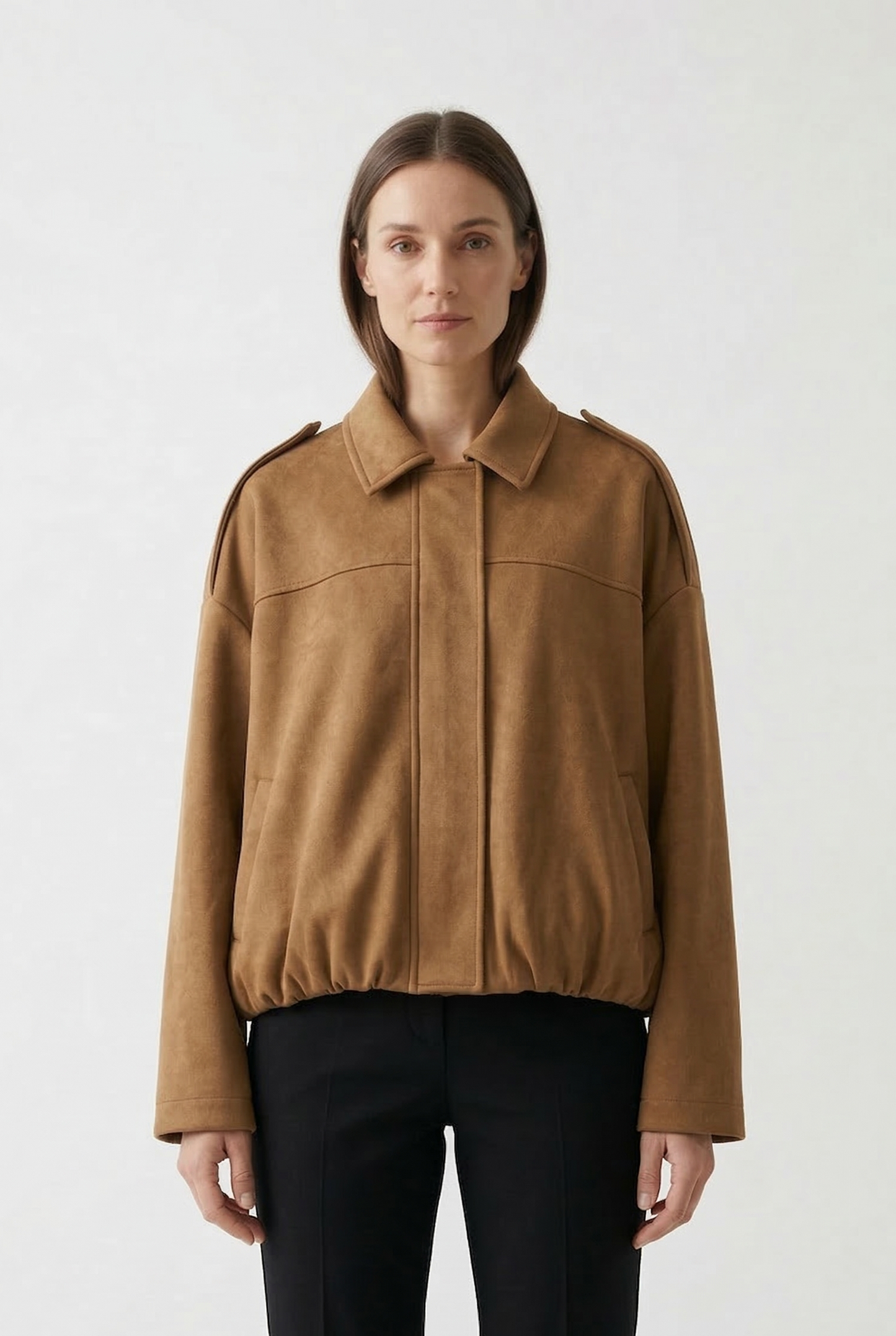 OVERSIZED SUEDE-EFFECT BOMBER JACKET