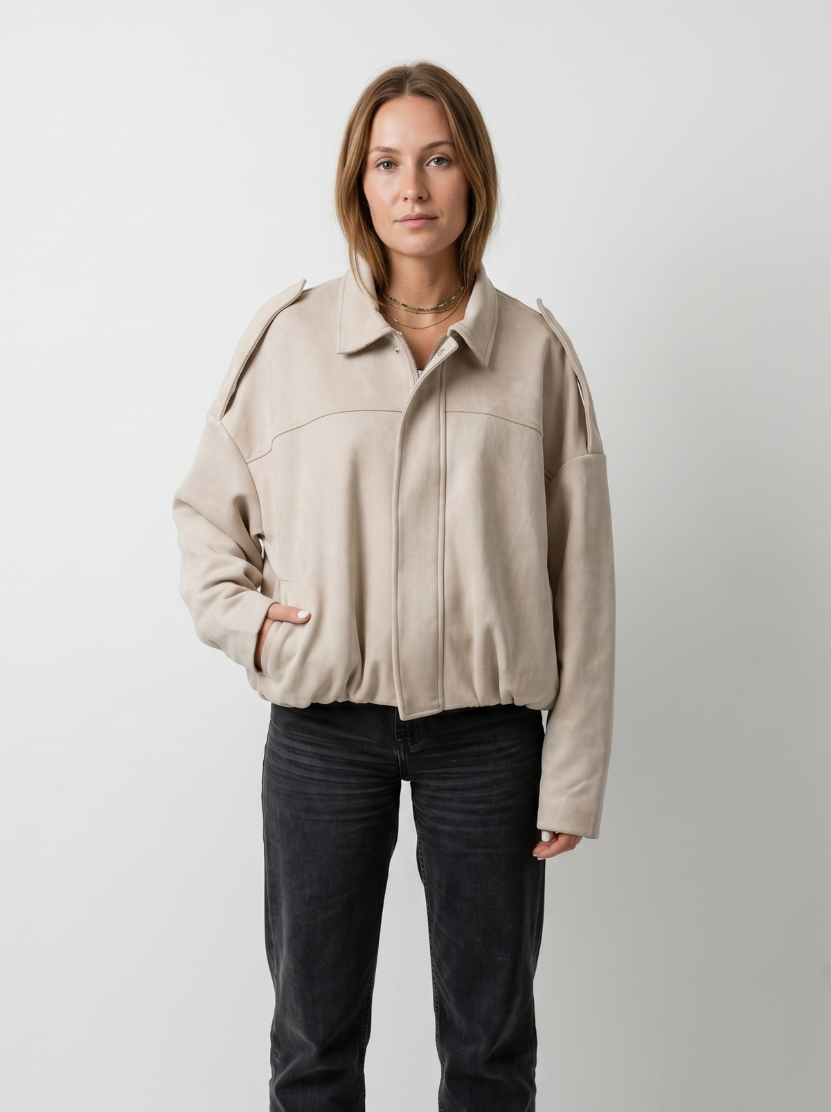 CHAQUETA BOMBER OVERSIZE EFECTO ANTE