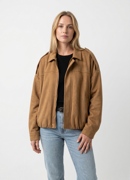 CHAQUETA BOMBER OVERSIZE EFECTO ANTE