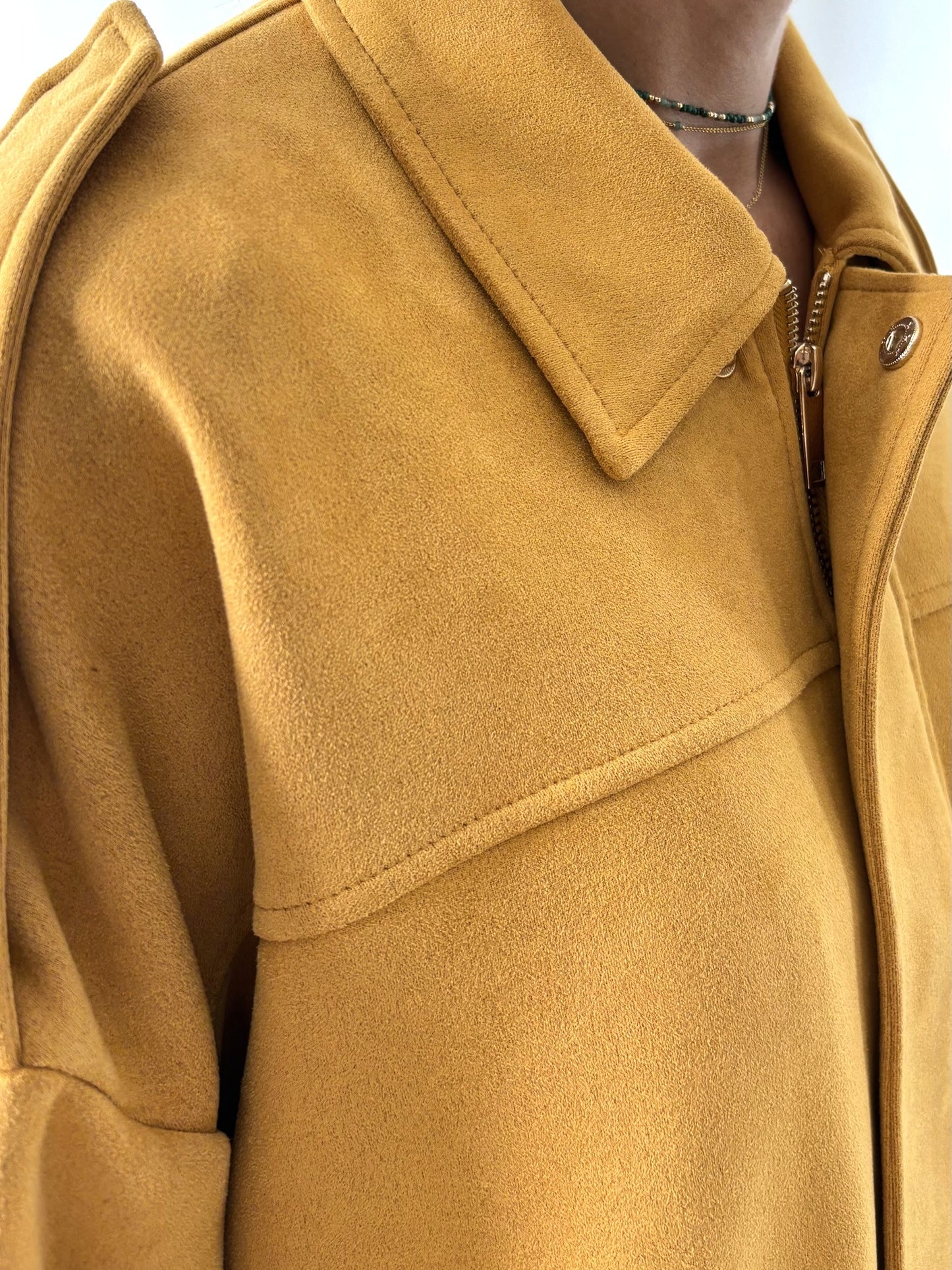 OVERSIZED SUEDE-EFFECT BOMBER JACKET