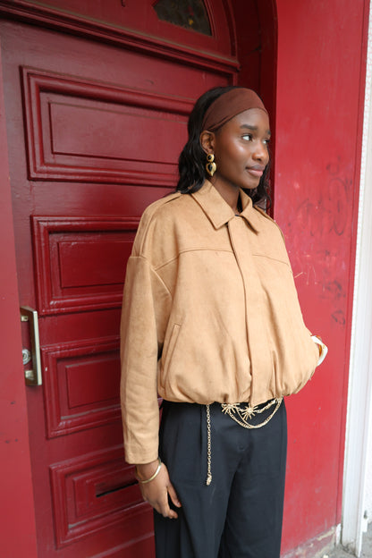 OVERSIZED SUEDE-EFFECT BOMBER JACKET