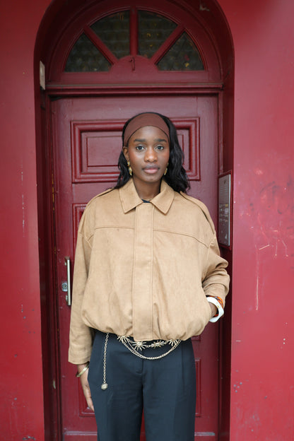 OVERSIZED SUEDE-EFFECT BOMBER JACKET