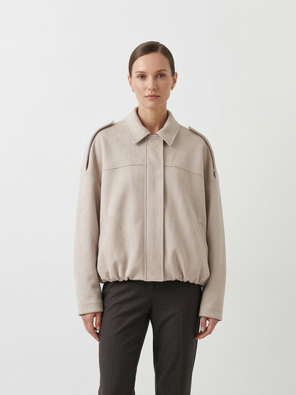OVERSIZED SUEDE-EFFECT BOMBER JACKET